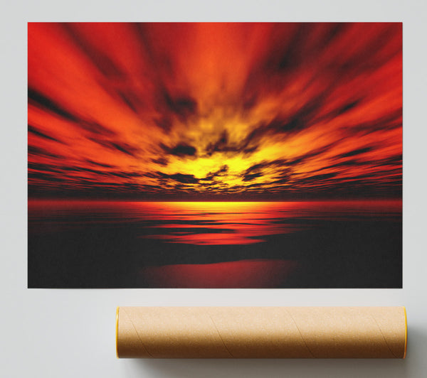 Fire Red Sun Blaze Poster