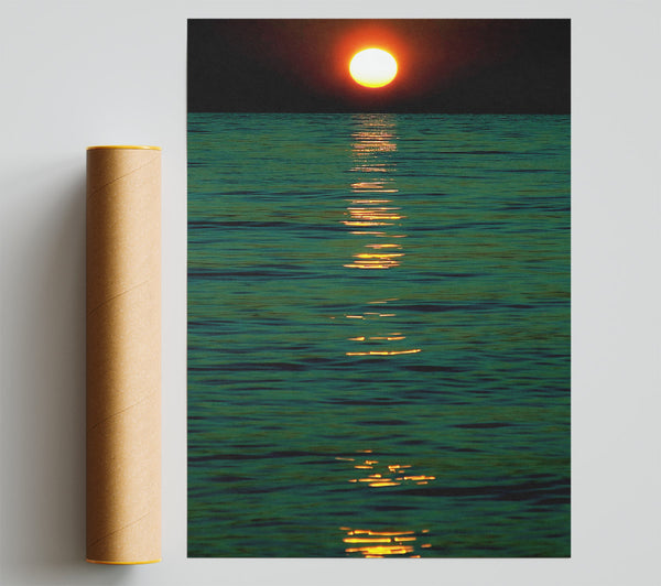 Stunning Green Ocean Nights Poster
