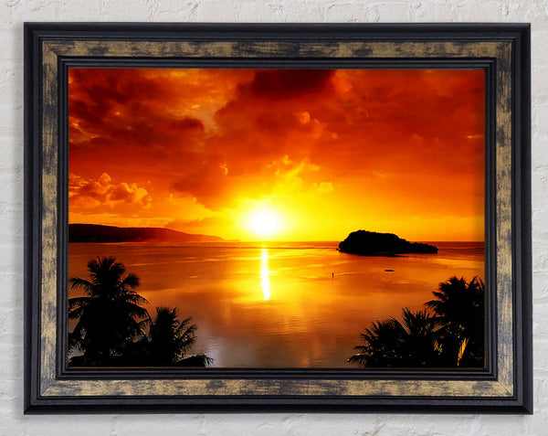 Orange Sunbeam Ocean Framed Print