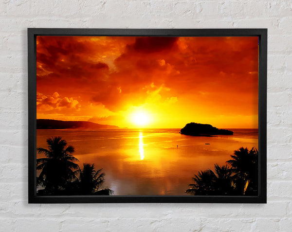 Orange Sunbeam Ocean Framed Print