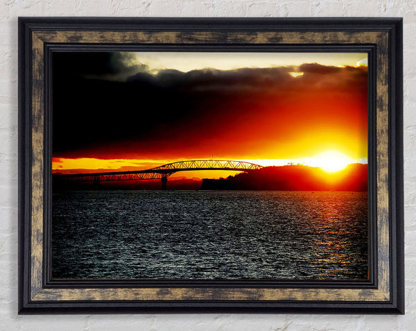 Sunrise Over The Oceans Pier Framed Print