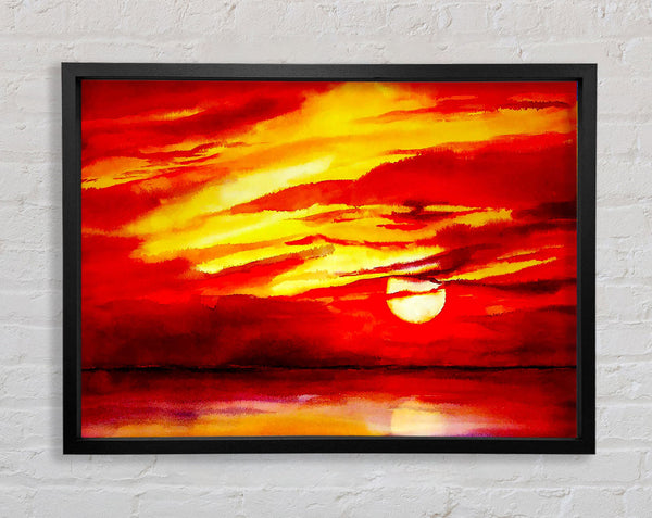 Surreal Red Ocean Skies Framed Print