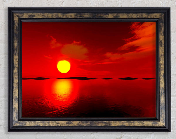 Red Sunblaze Reflection Framed Print