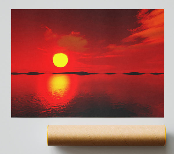 Red Sunblaze Reflection Print