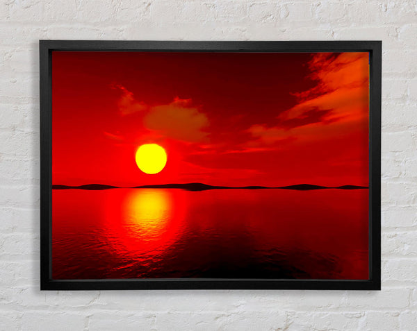 Red Sunblaze Reflection Framed Print
