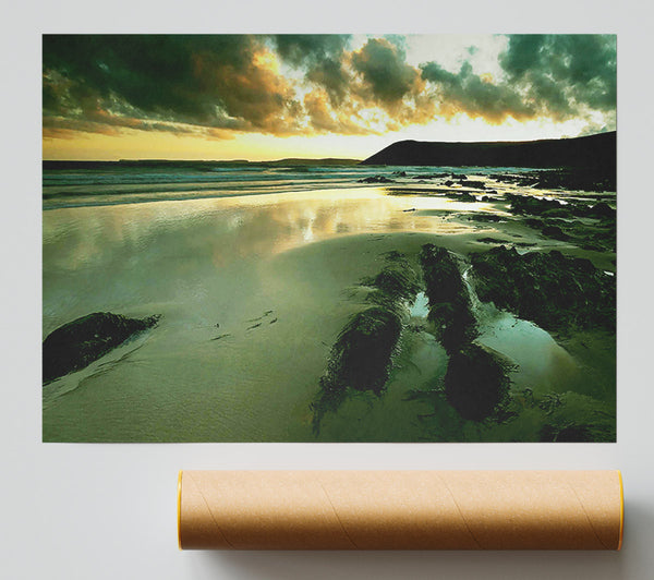 Green Ocean Reflections Poster