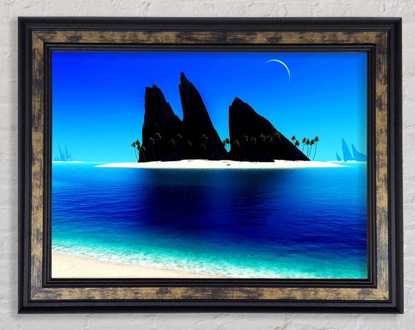 Paradise Island Under The Moon Framed Print