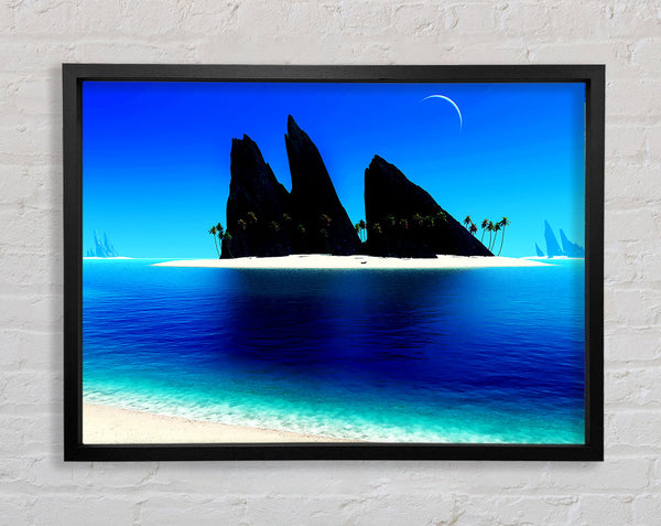 Paradise Island Under The Moon Framed Print