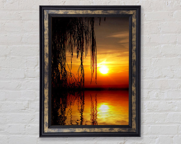 Sun Split Lake Framed Print
