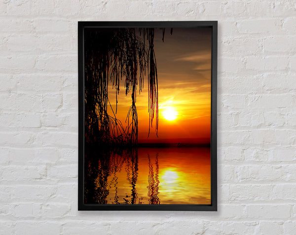 Sun Split Lake Framed Print
