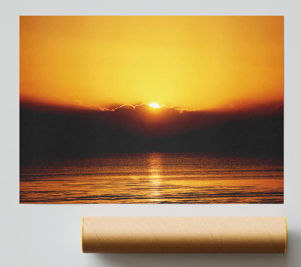 The Last Glimmer Of The Orange Ocean Sun Poster
