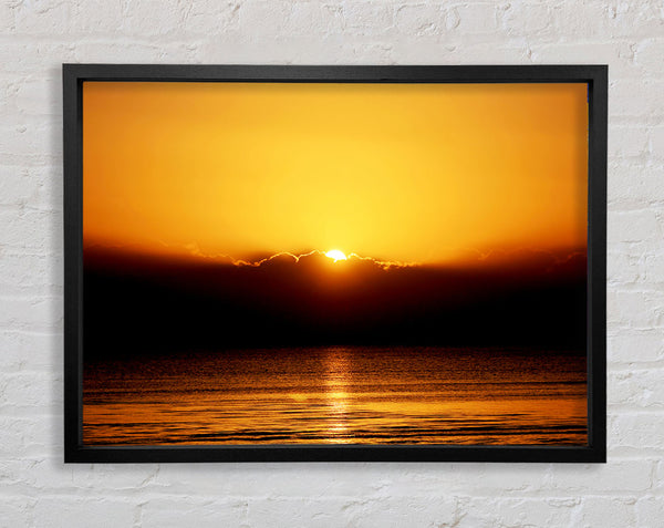 The Last Glimmer Of The Orange Ocean Sun Framed Print