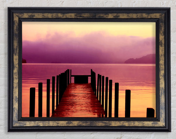 Tranquil Boardwalk Ocean Framed Print