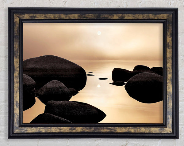 Tranquil Ocean Rocks Framed Print