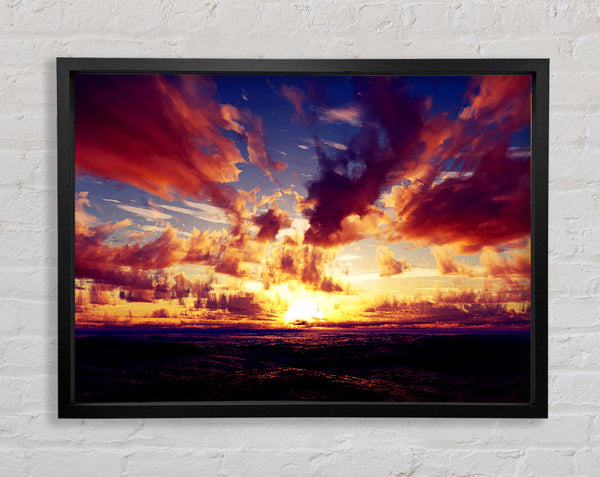 Sunset Ocean Skies Framed Print