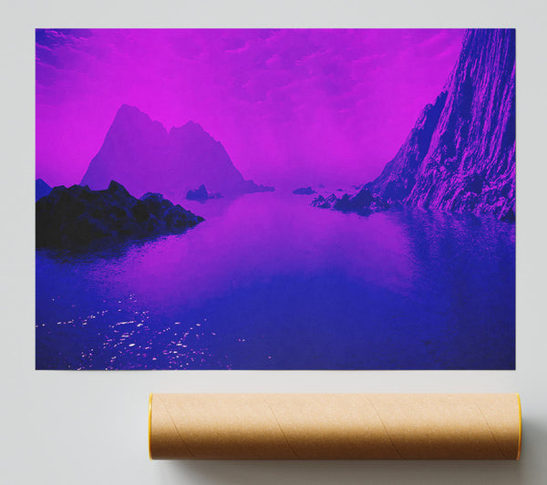 Surreal Pink Ocean Calm Poster