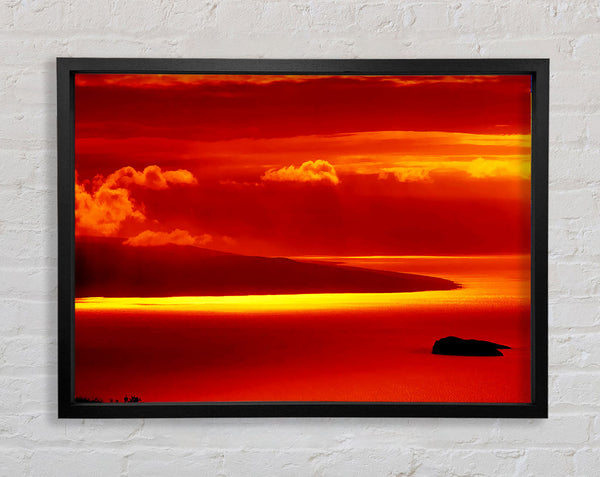 Orange Ocean Glow Framed Print