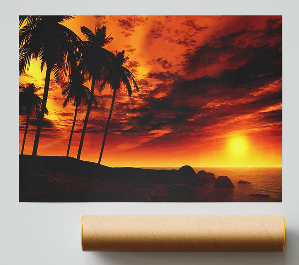 Golden Palm Tree Skies Poster