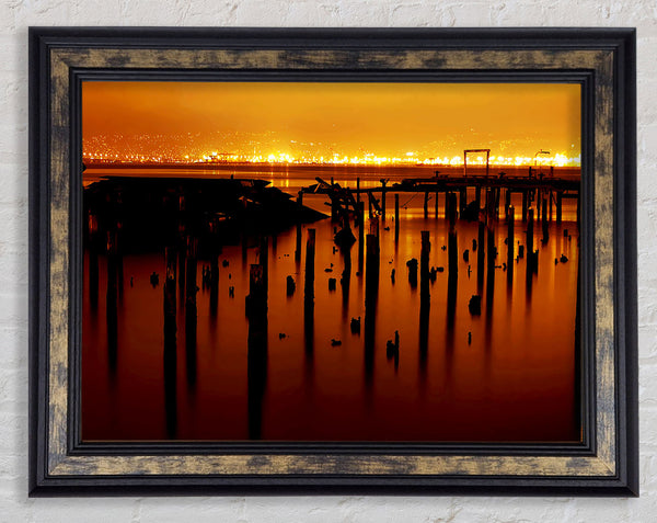 Golden Lake Horizon Framed Print