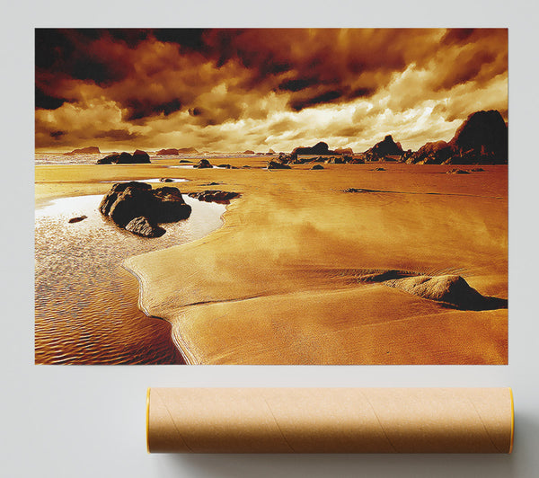 Caramel Ocean Skies Poster