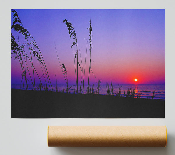 Red Sunset Over The Purple Lake Poster