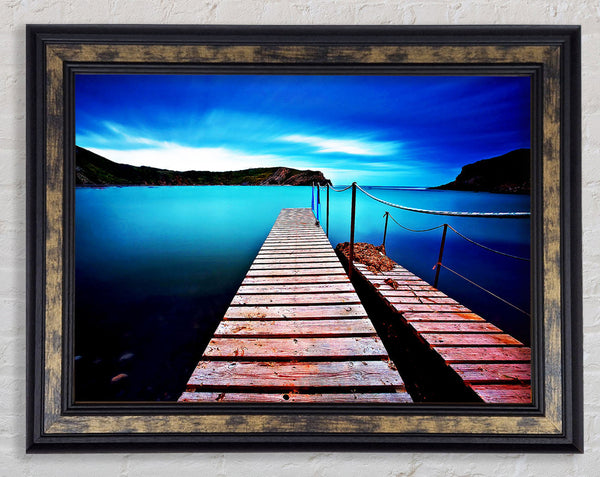 Tranquil Boardwalk Lake Framed Print