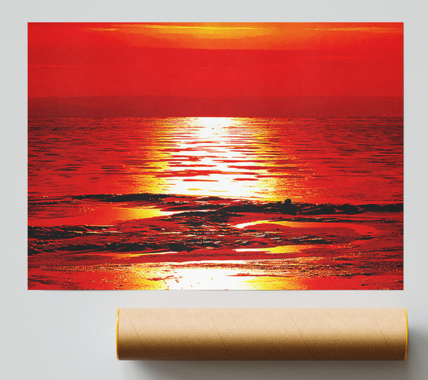 Orange Sun Trail Ocean Giclee Print