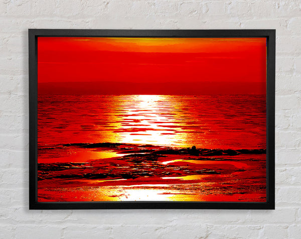 Orange Sun Trail Ocean Framed Print