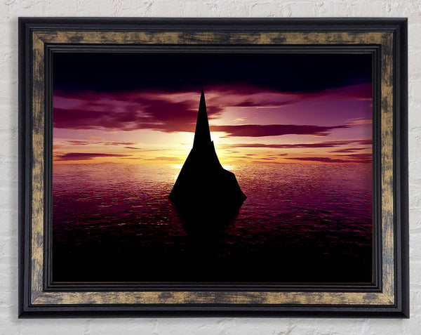 Ocean Sailboat At Dusk Framed Print