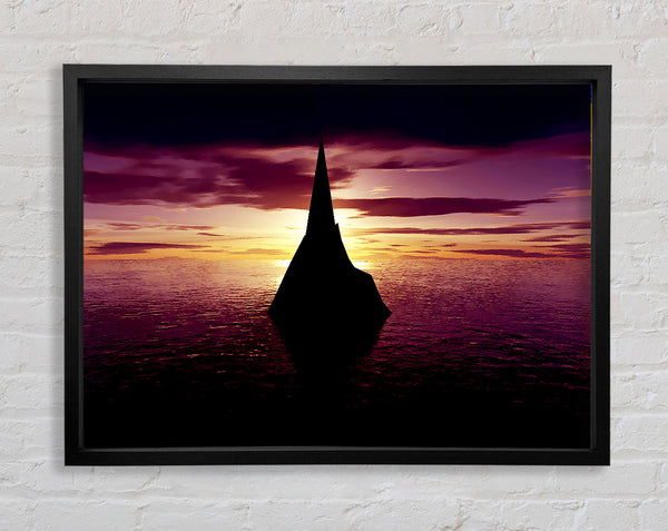Ocean Sailboat At Dusk Framed Print