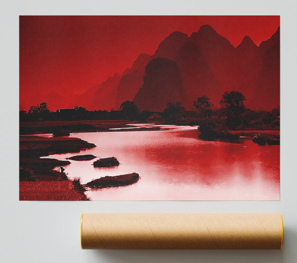 Red Paradise Island Giclee Print