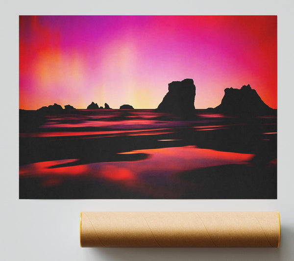 Northern Light Ocean Pink Print