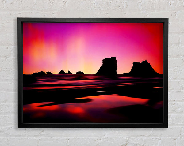 Northern Light Ocean Pink Framed Print