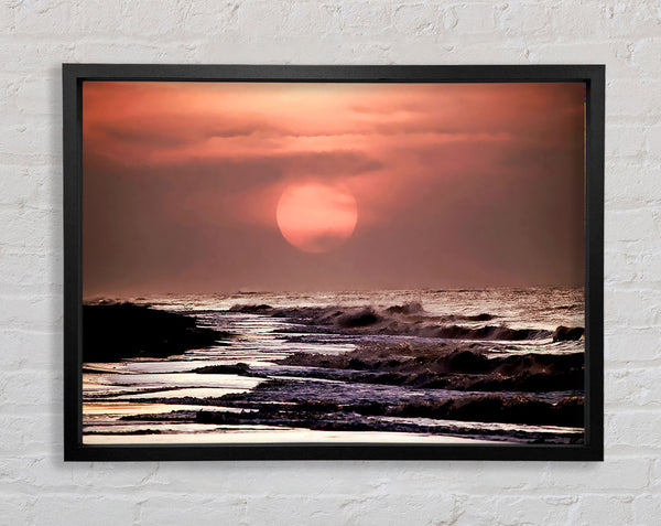 Pink Sunset Ocean Framed Print