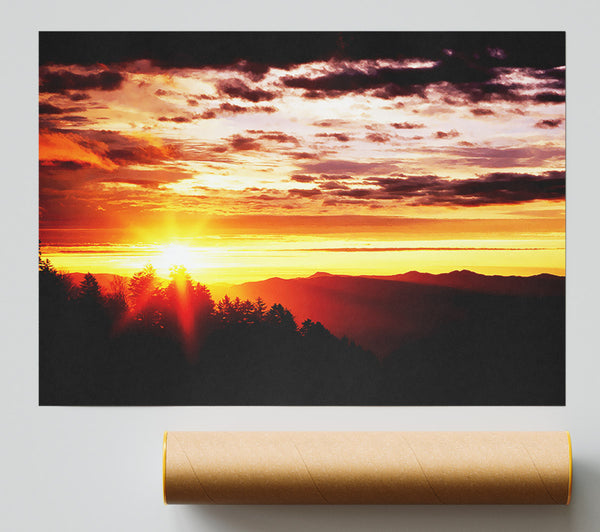 Sunrise Over Treeline Giclee Print