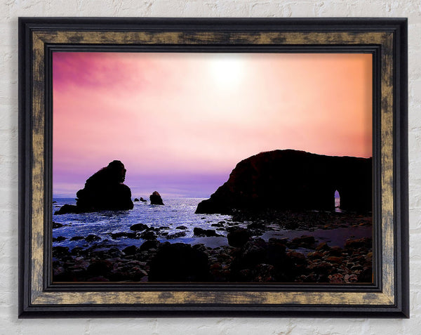 Peach Rock Sunset Framed Print