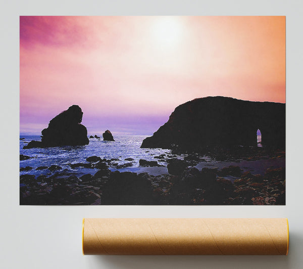 Peach Rock Sunset Giclee Print