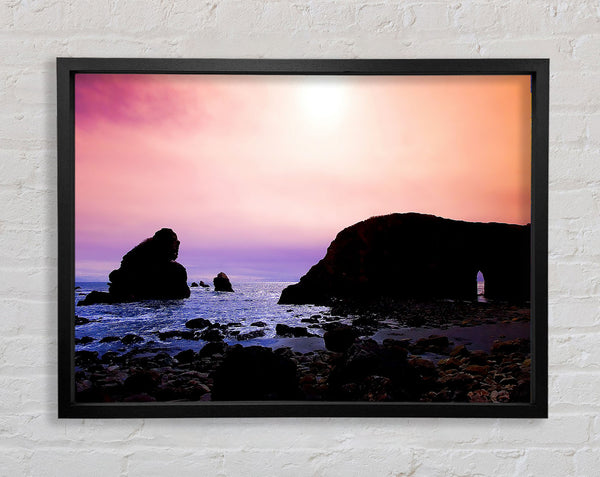 Peach Rock Sunset Framed Print
