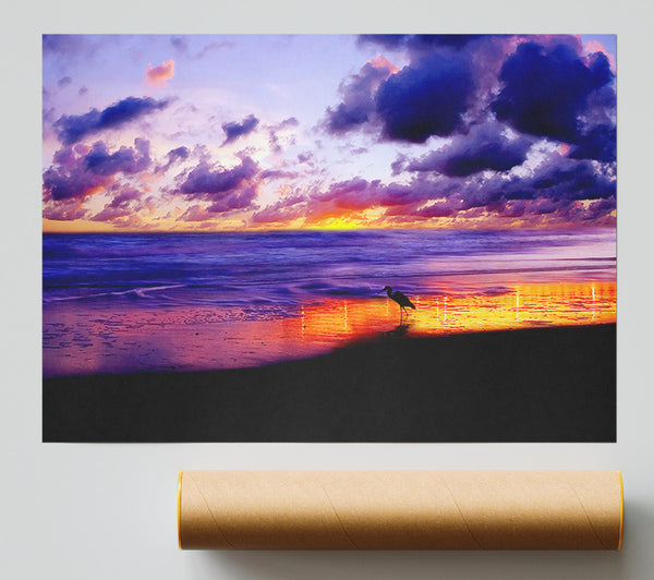 Blazing Ocean Sunset Poster