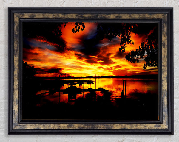 Piers Fire Glow Framed Print