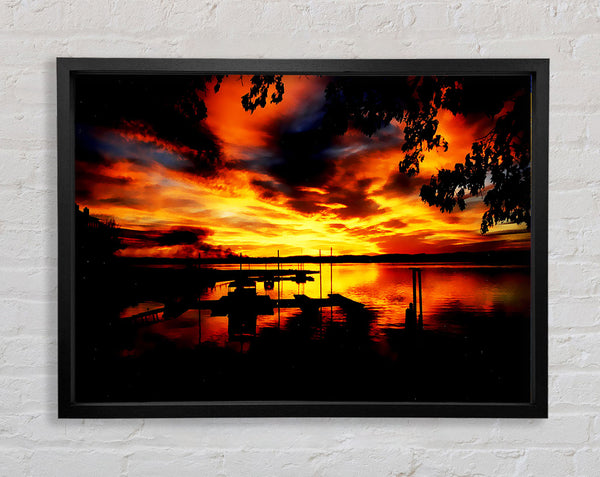 Piers Fire Glow Framed Print