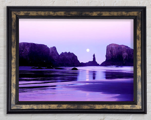 Lilac Moonlit Ocean Framed Print