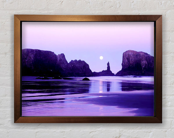 Lilac Moonlit Ocean Framed Print