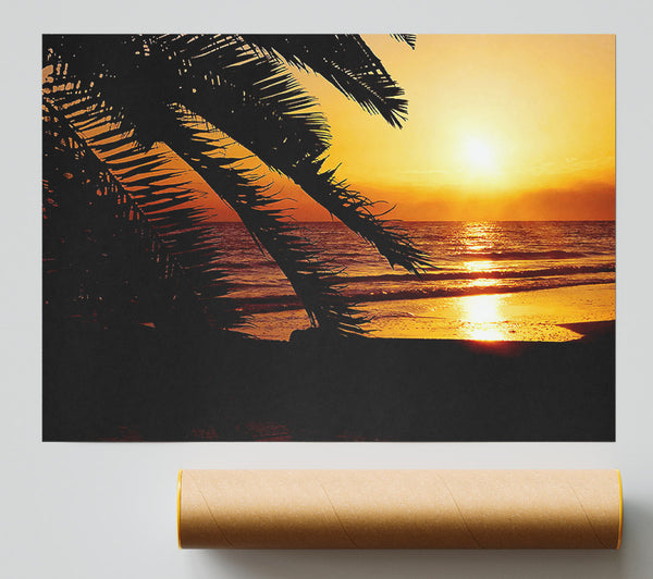 Glow Of The Golden Ocean Print