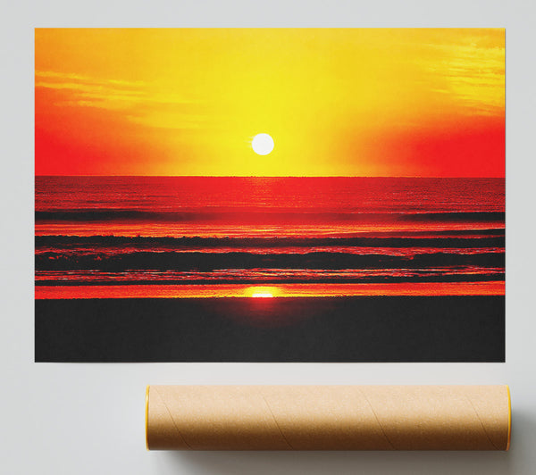 Red Ocean Waves Giclee Print