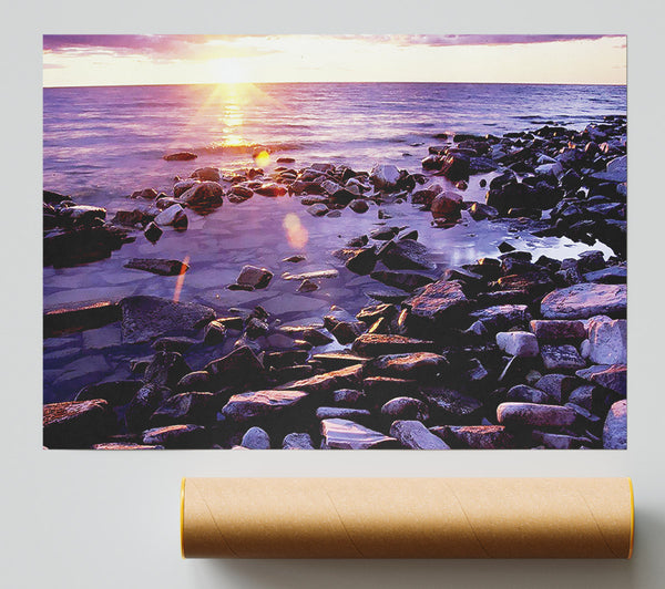 Ocean Pebble Sunrise Giclee Print