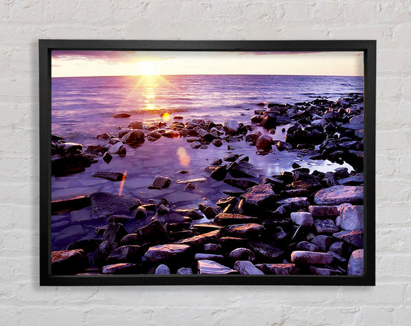 Ocean Pebble Sunrise Framed Print