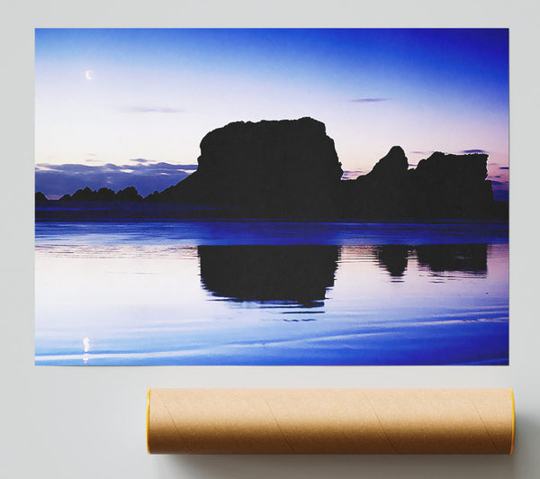 Moonlit Ocean Reflection Poster