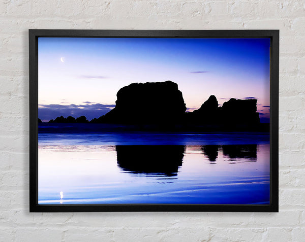 Moonlit Ocean Reflection Framed Print