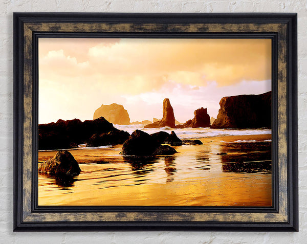 Mystical Ocean Rocks Framed Print